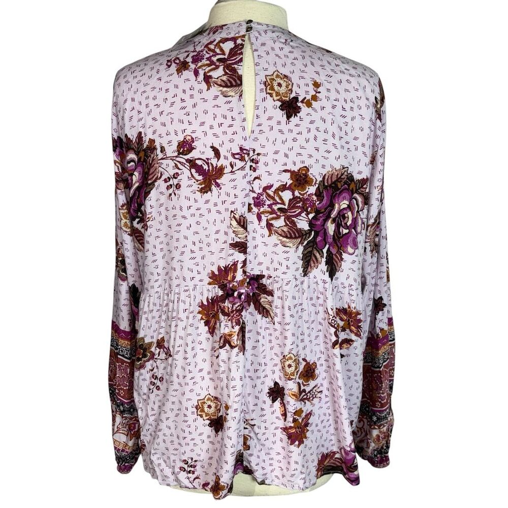 Maurices Women's L Purple Floral Boho Peasant Blouse Long Sleeve - Picture 4 of 9